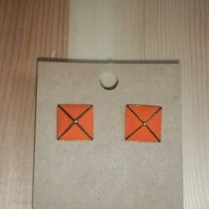 Kate Spade Gold/Orange Enamel Stud Earrings